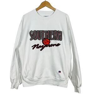 Vintage Russell Reverse Weave Nazarene Sweatshirt White Long Sleeve Pullover - L